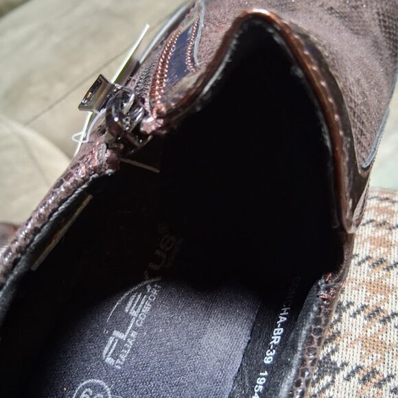 Flexus by Spring Step Concha Brown Patent Leather Wedge Slip On Shoes NIB Sz 8.5 - Picture 6 of 8